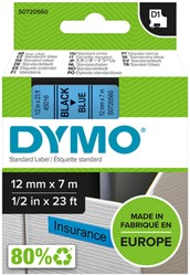 LABELTAPE DYMO LABELMANAGER D1 POLYESTER 12MM ZWART OP BLAUW