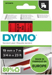 LABELTAPE DYMO LABELMANAGER D1 POLYESTER 19MM ZWART OP ROOD