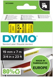 LABELTAPE DYMO LABELMANAGER D1 POLYESTER 19MM ZWART OP GEEL