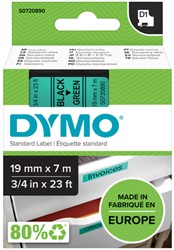 LABELTAPE DYMO LABELMANAGER D1 POLYESTER 19MM ZWART OP GROEN