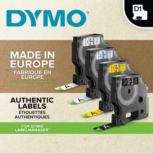 LABELTAPE DYMO LABELMANAGER D1 POLYESTER 19MMX7M ZWART OP WIT-5