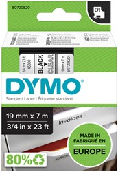 LABELTAPE DYMO LABELMANAGER D1 POLYESTER 19MM ZWART OP TRANSPARANT