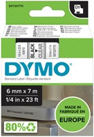 LABELTAPE DYMO LABELMANAGER D1 POLYESTER 6MM ZWART OP TRANSPARANT