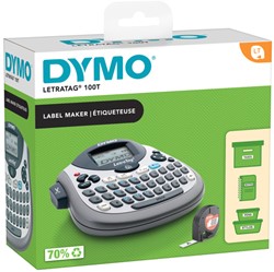 LABELPRINTER DYMO LETRATAG 100T DRAAGBAAR AZERTY 12MM ZILVER