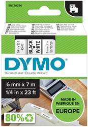 LABELTAPE DYMO LABELMANAGER D1 POLYESTER 6MM ZWART OP WIT