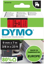 LABELTAPE DYMO LABELMANAGER D1 POLYESTER 9MM ZWART OP ROOD