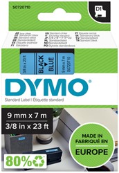 LABELTAPE DYMO LABELMANAGER D1 POLYESTER 9MM ZWART OP BLAUW