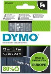 LABELTAPE DYMO LABELMANAGER D1 POLYESTER 12MM WIT OP TRANSPARANT