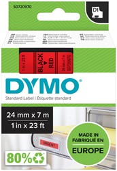 LABELTAPE DYMO LABELMANAGER D1 POLYESTER 24MM ZWART OP ROOD