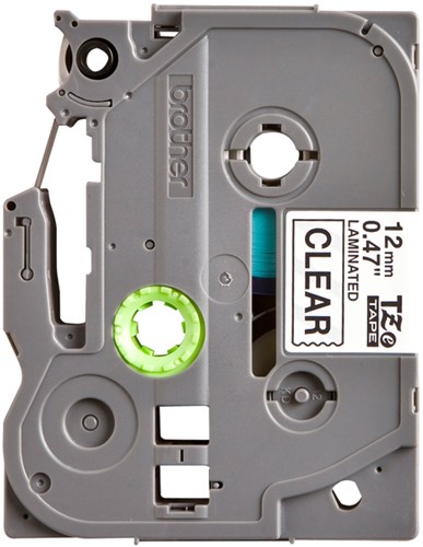 LABELTAPE BROTHER P-TOUCH TZE-131 STANDAARD 12MM ZWART OP TRANSPARANT-2
