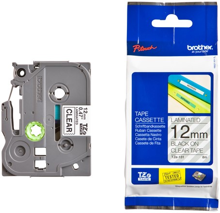 LABELTAPE BROTHER P-TOUCH TZE-131 STANDAARD 12MM ZWART OP TRANSPARANT-3