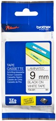 LABELTAPE BROTHER P-TOUCH TZE-221 STANDAARD 9MM ZWART OP WIT
