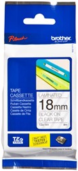 LABELTAPE BROTHER P-TOUCH TZE-141 STANDAARD 18MM ZWART OP TRANSPARANT