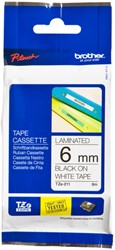 LABELTAPE BROTHER P-TOUCH TZE-211 STANDAARD 6MM ZWART OP WIT