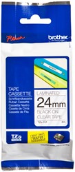 LABELTAPE BROTHER P-TOUCH TZE-151 STANDAARD 24MM ZWART OP TRANSPARANT