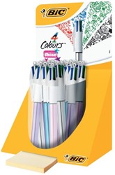 BALPEN BIC 4KLEUREN SHINE MEDIUM ZILVER/PAARS/ROZE/BLAUW
