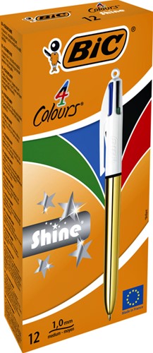 BALPEN BIC 4KLEUREN SHINE MEDIUM GOUD-2