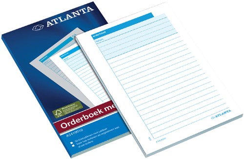 ORDERBOEK DJOIS ATLANTA 185X110MM 50X2VEL MET CARBON WIT