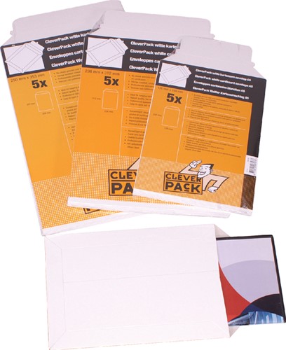 ENVELOP CLEVERPACK KARTON A4 240X315MM WIT PAK À 5 STUKS-1