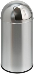 AFVALBAK PUSHCAN MET PUSHDEKSEL 40LITER MAT RVS