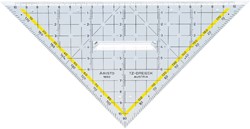 GEODRIEHOEK ARISTO 1650/2 225MM MET GREEP TRANSPARANT