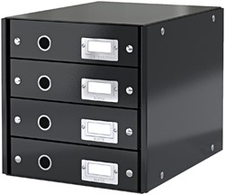 LADENKAST LEITZ WOW CLICK & STORE 4 LADEN GERECYCLED KARTON ZWART