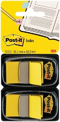 INDEXTABS POST-IT 680 25.4X43.2MM DUOPACK GEEL 2X50 TABS