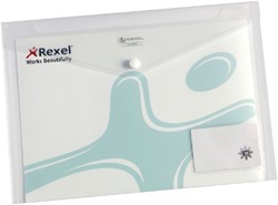 ENVELOPTAS REXEL ICE A4 + VISITEKAART TRANSPARANT 5 STUKS