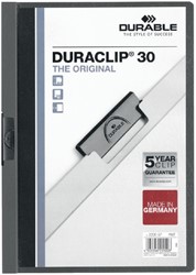 KLEMMAP DURABLE DURACLIP A4 3MM 30 VELLEN ANTRACIET/GRIJS