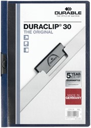 KLEMMAP DURABLE DURACLIP A4 3MM 30 VELLEN NACHTBLAUW