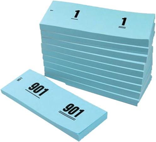 NUMMERBLOK 42X105MM NUMMERING 1-1000 BLAUW 10 STUKS