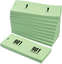 NUMMERBLOK 42X105MM NUMMERING 1-1000 GROEN 10 STUKS