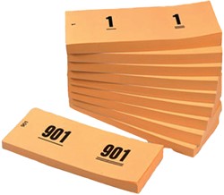 NUMMERBLOK 42X105MM NUMMERING 1-1000 ORANJE 10 STUKS