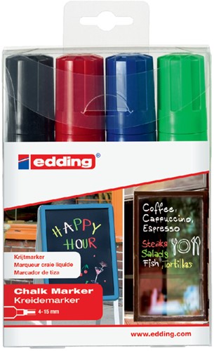 KRIJTSTIFT EDDING 4090 WINDOW SCHUIN 4-15MM ASSORTI ETUI À 4 STUKS