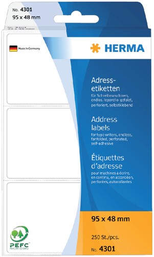 ETIKET HERMA ADRES 4301 95X48MM ZIG-ZAG 250 STUKS