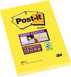 MEMOBLOK POST-IT 660 SUPER STICKY 102X152 GEEL MET LIJN 75 VEL