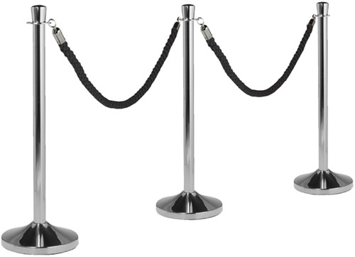 AFZETKOORD SECURIT 150CM ZWART MET CHROOME KNOP-2