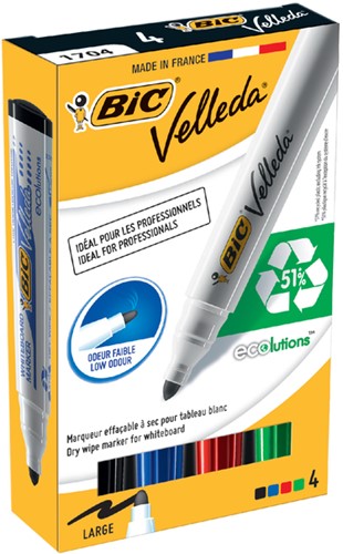 WHITEBOARDMARKER BIC VELLEDA 1701 ROND LARGE ASSORTI DOOS À 4 STUKS-3