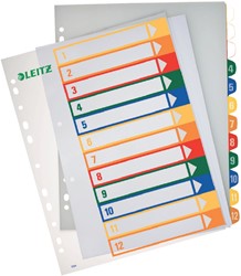 TABBLAD LEITZ WOW A4+ 11-GAATS 1-12 PP ASSORTI