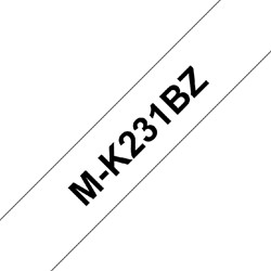 LABELTAPE BROTHER P-TOUCH M-K231 ONGELAMINEERD 12MM ZWART OP WIT
