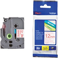 LABELTAPE BROTHER P-TOUCH TZE-232 STANDAARD 12MM ROOD OP WIT