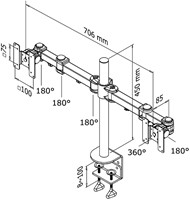 MONITORARM NEOMOUNTS D960D 2X10-27" MET KLEM ZWART-2