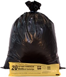 VUILNISZAK KOMO 60 LITER ZWART ROL À 20 STUKS