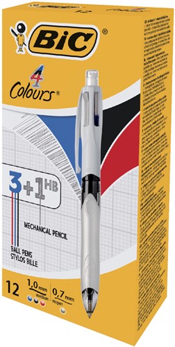 BALPEN BIC 3KLEUREN MET VULPOTLOOD HB 0.7MM MEDIUM WIT-2