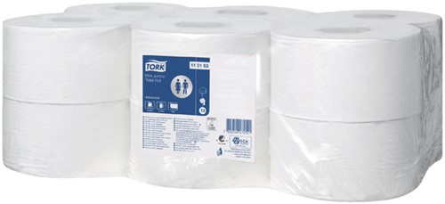 TOILETPAPIER TORK T2 UNIVERSAL JUMBO KLEIN 1-LAAGS 240M WIT 110163-2