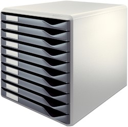 LADENBLOK LEITZ A4 10 LADEN DONKERGRIJS/WIT