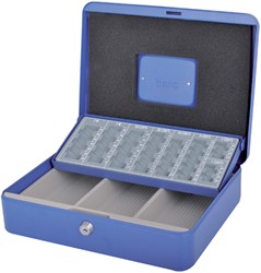 GELDKIST PAVO MET MUNTSORTEERBAK 300X240X90MM BLAUW
