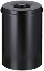 PAPIERBAK MET VLAMDOVER VEPABINS 30LITER Ø33.5CM ZWART
