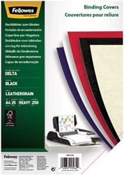 VOORBLAD FELLOWES A4 LEDERLOOK ZWART 25 STUKS