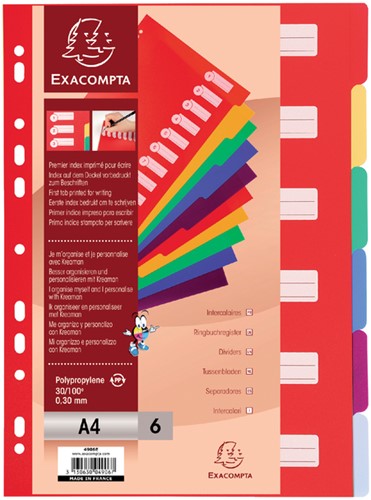 TABBLADEN EXACOMPTA 225X297MM 11-GAATS 6-DELIG ASSORTI PP-3
